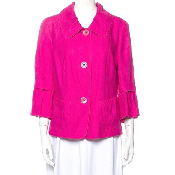 Lafayette 148 Barbie Pink Linen Jacket - 6 - Picture 3 of 4